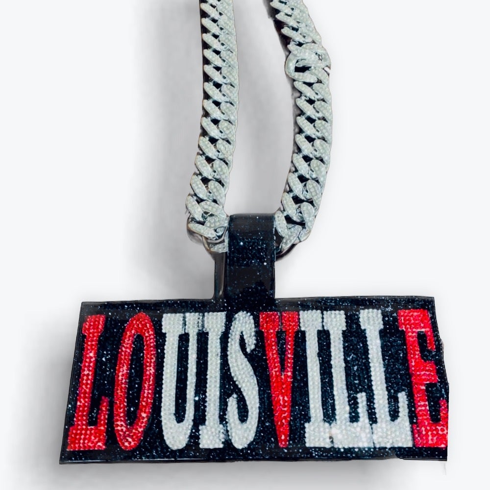 Louisville Cardinal Turnover Chain and Charm. All Rhinestones. Louisville Chain